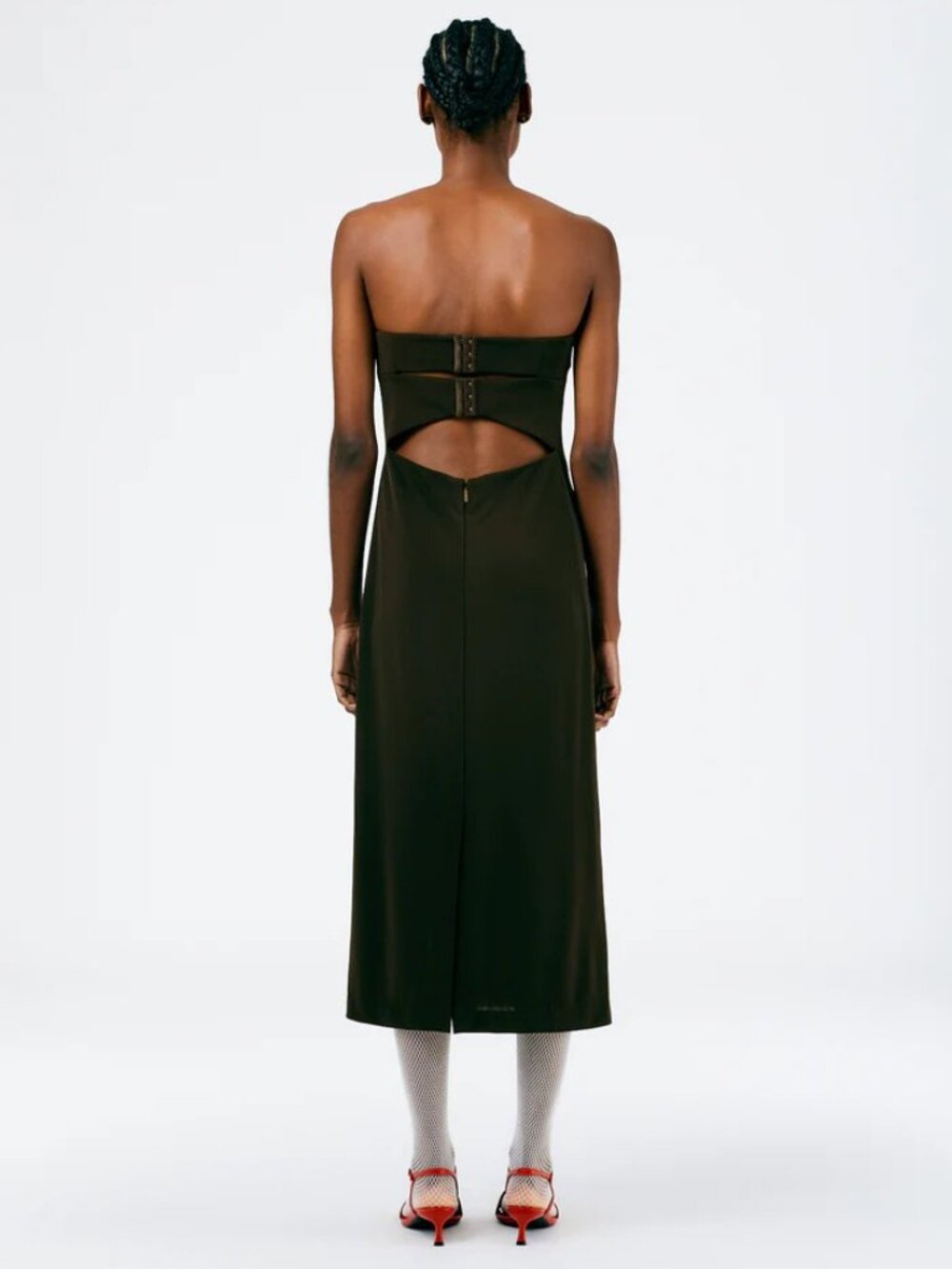 Tibi Harlow Jersey Strapless Midi Dress Brown Size 0 - Picture 3 of 10
